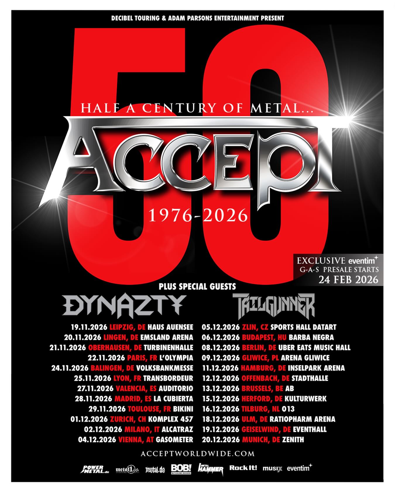 Dynazty Half A Century Of Metal Tour Poster 2026